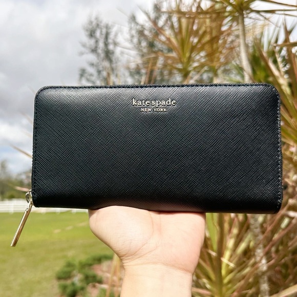 Kate Spade Spencer Large Continental Wallet Black Leather - Picture 1 of 4